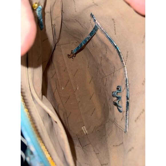 BRAHMIN LARGE DUXBURY “BLUE LACE MELBOURNE “ SATCHEL CROC Leather Good Condition - Picture 7 of 10